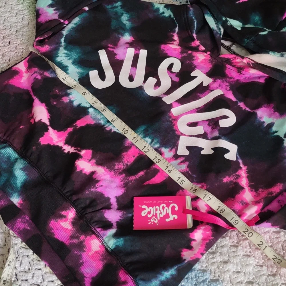 NWT Justice LG(12/14) Tie Dye Cropped Hoodie